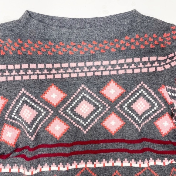 Talbots Lambs Wool Print Funnelneck Print Sweater Gray L - Picture 2 of 5